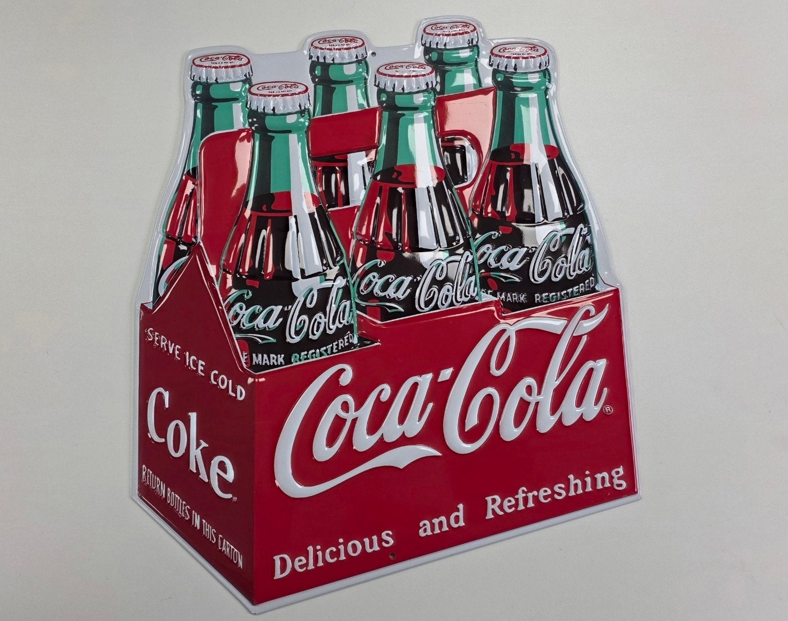 Origineel, retro, blikken, Coca-Cola reclamebord Ande Rooney, Ophalen of Verzenden, Zo goed als nieuw, Reclamebord
