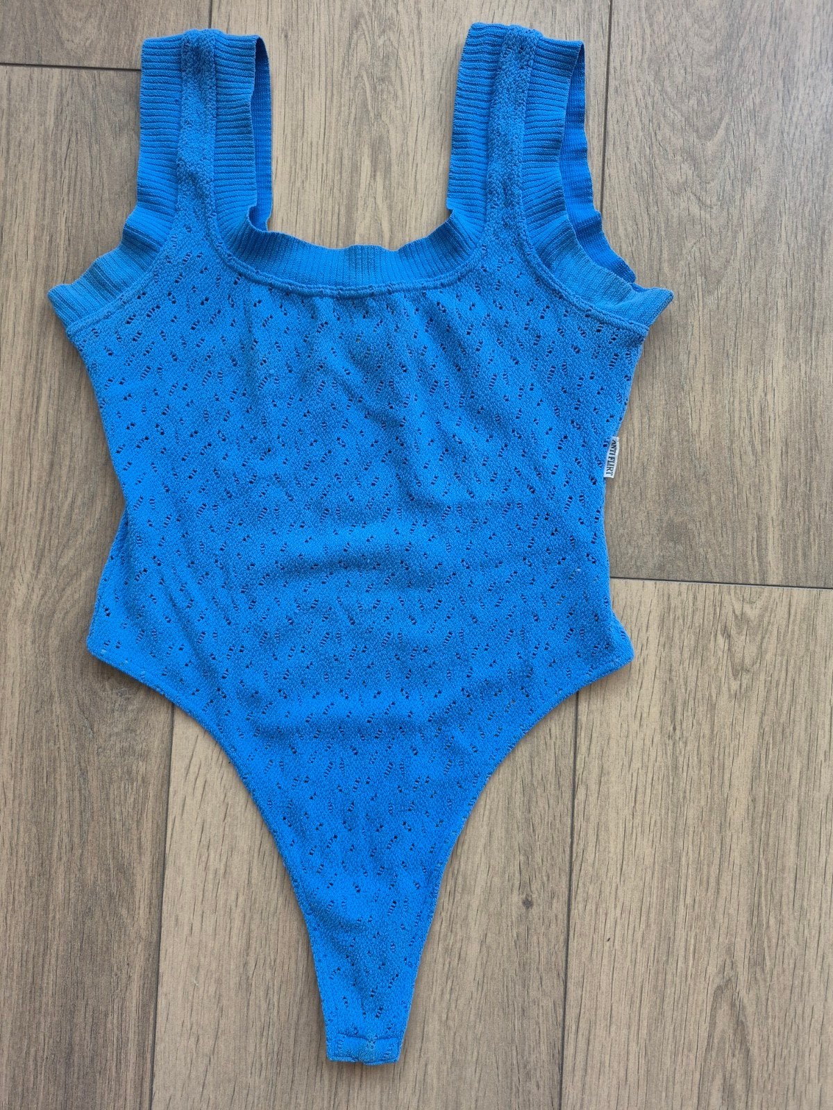Vintage Anti-Flirt Paris Bodysuit - Felblauw Ajour, Ophalen of Verzenden