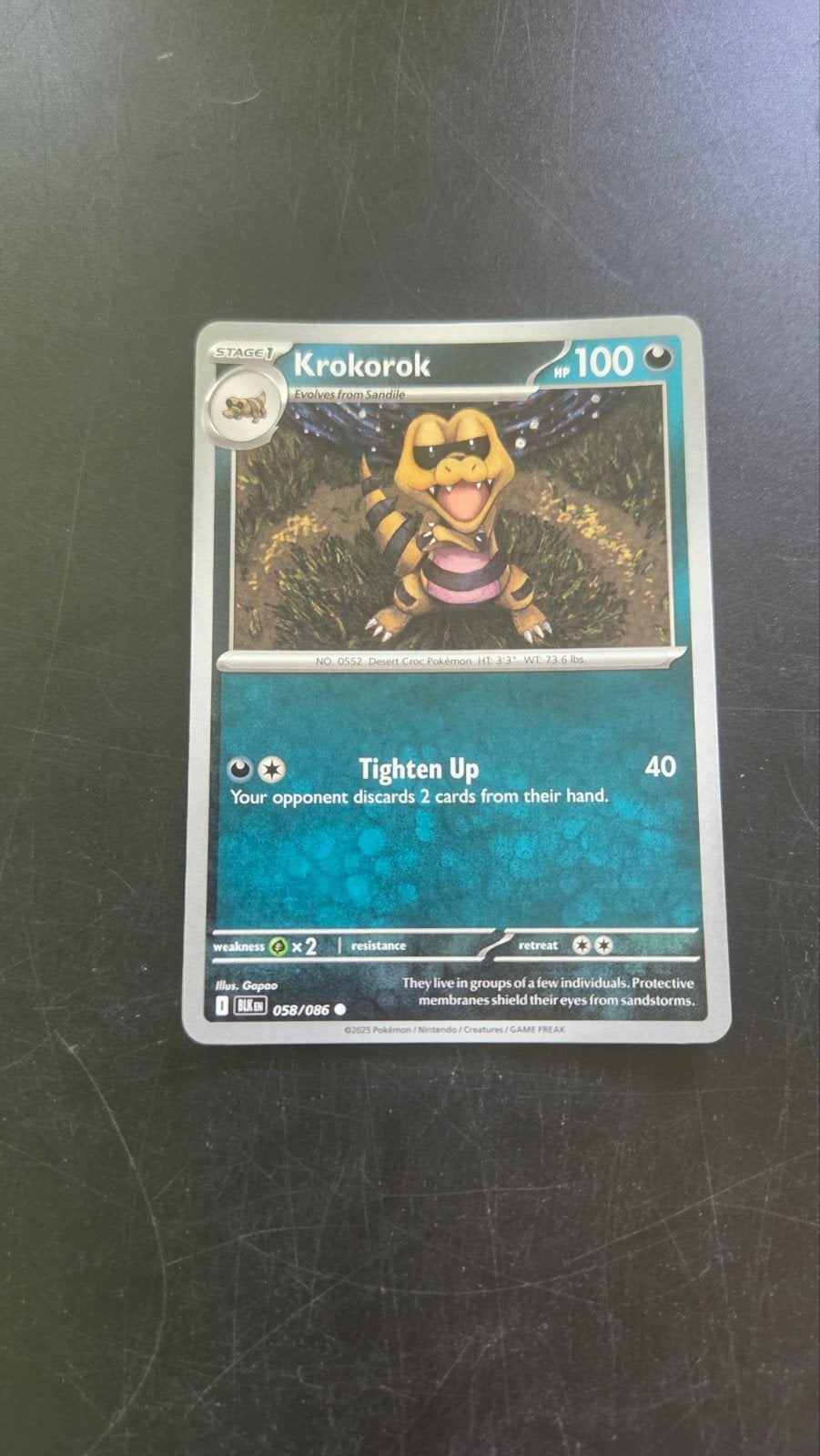 Krokorok 058/086 Black Bolt Pokémon kaart, Verzenden, Zo goed als nieuw, Losse kaart
