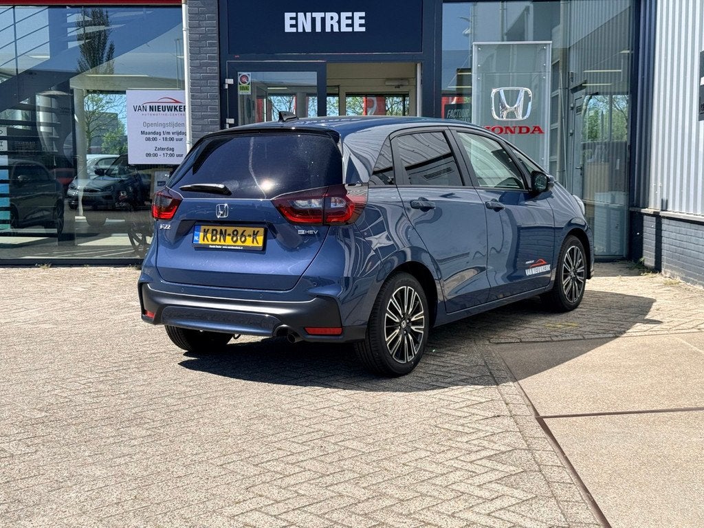 HONDA Jazz 1.5 e:HEV Automaat Advance | Carplay & Android |, Auto's, Honda, 12 maanden, 4 cilinders, Blauw, Leder en Stof