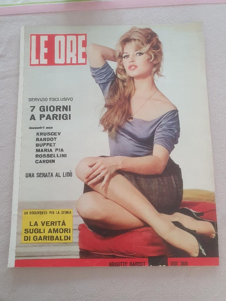Tijdschrift april 1960 Le Ore Brigitte Bardot Italië, Verzamelen, Tijdschriften, Kranten en Knipsels, Ophalen, 1940 tot 1960, Buitenland