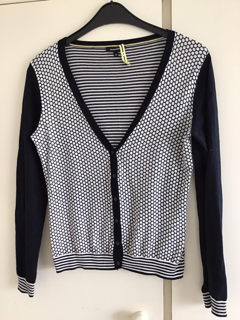 Vest, stippel/streep €14, donkerblauw/wit , More&More., Ophalen of Verzenden, Zo goed als nieuw, Wit