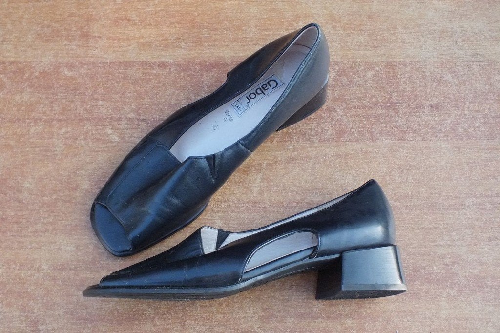 Nette open schoenen met lage hak.Mt 6G (39).Merk Gabor, Pumps, ., Zwart, Ophalen of Verzenden