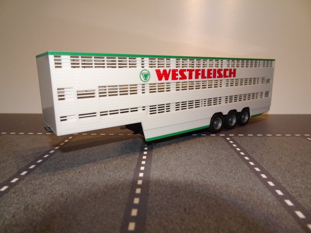 166 herpa vee oplegger westfleisch 1:87 truck trein 3-as, Hobby en Vrije tijd, Ophalen of Verzenden, Zo goed als nieuw, Bus of Vrachtwagen