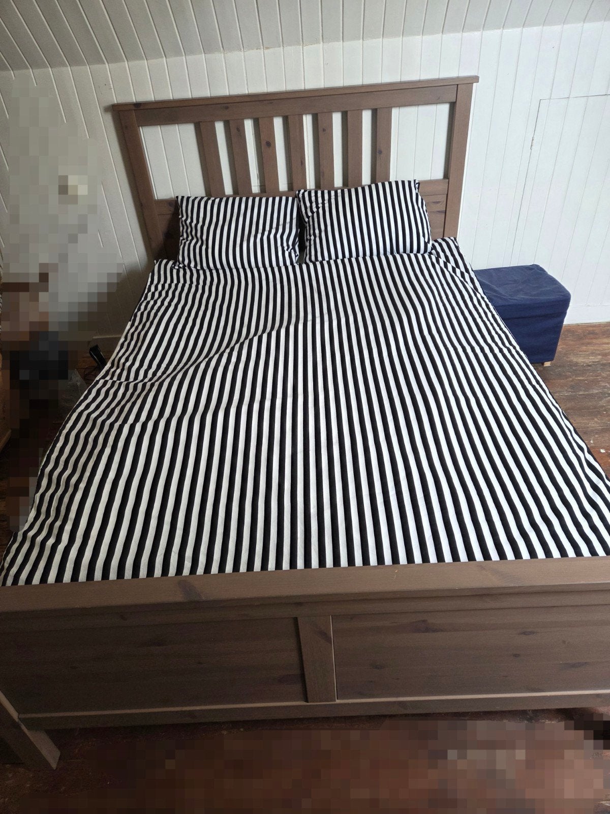 IKEA Hemnes bed met lattenbodem en matras (140x200), Ophalen, Bruin, Tweepersoons, 140 cm