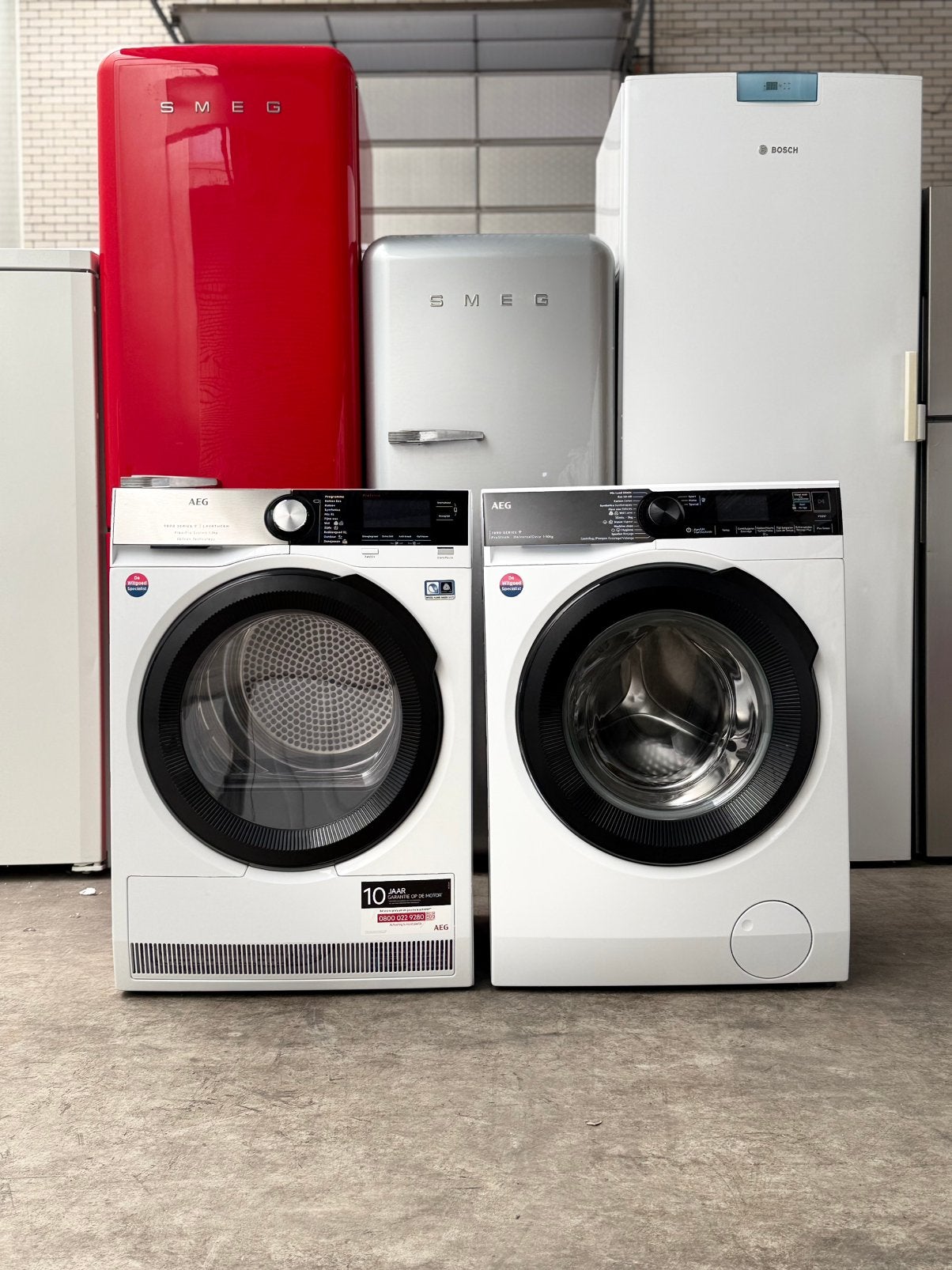 AEG 9000 Series Outlet Setje 2025 10KG A+++ WIFI HomeConnect, 8 tot 10 kg, Refurbished, Ophalen of Verzenden, 1600 toeren of meer