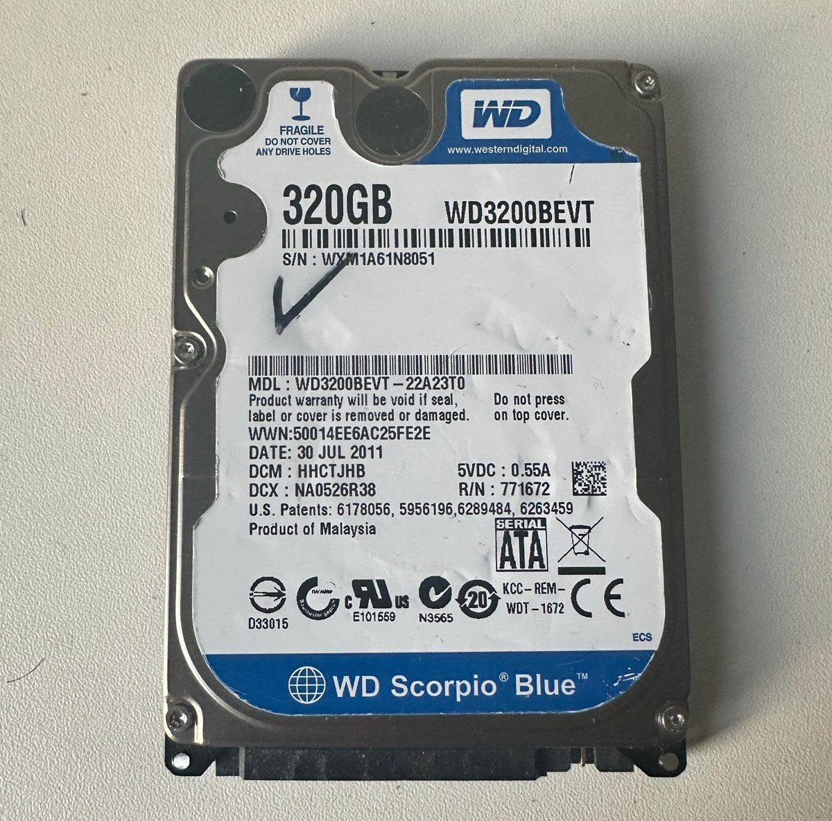 HDD WD 2 stuks a  320GB - SATA - Laptop en pc, Computers en Software, Harde schijven, Intern, 320 GB, Ophalen of Verzenden, Zo goed als nieuw