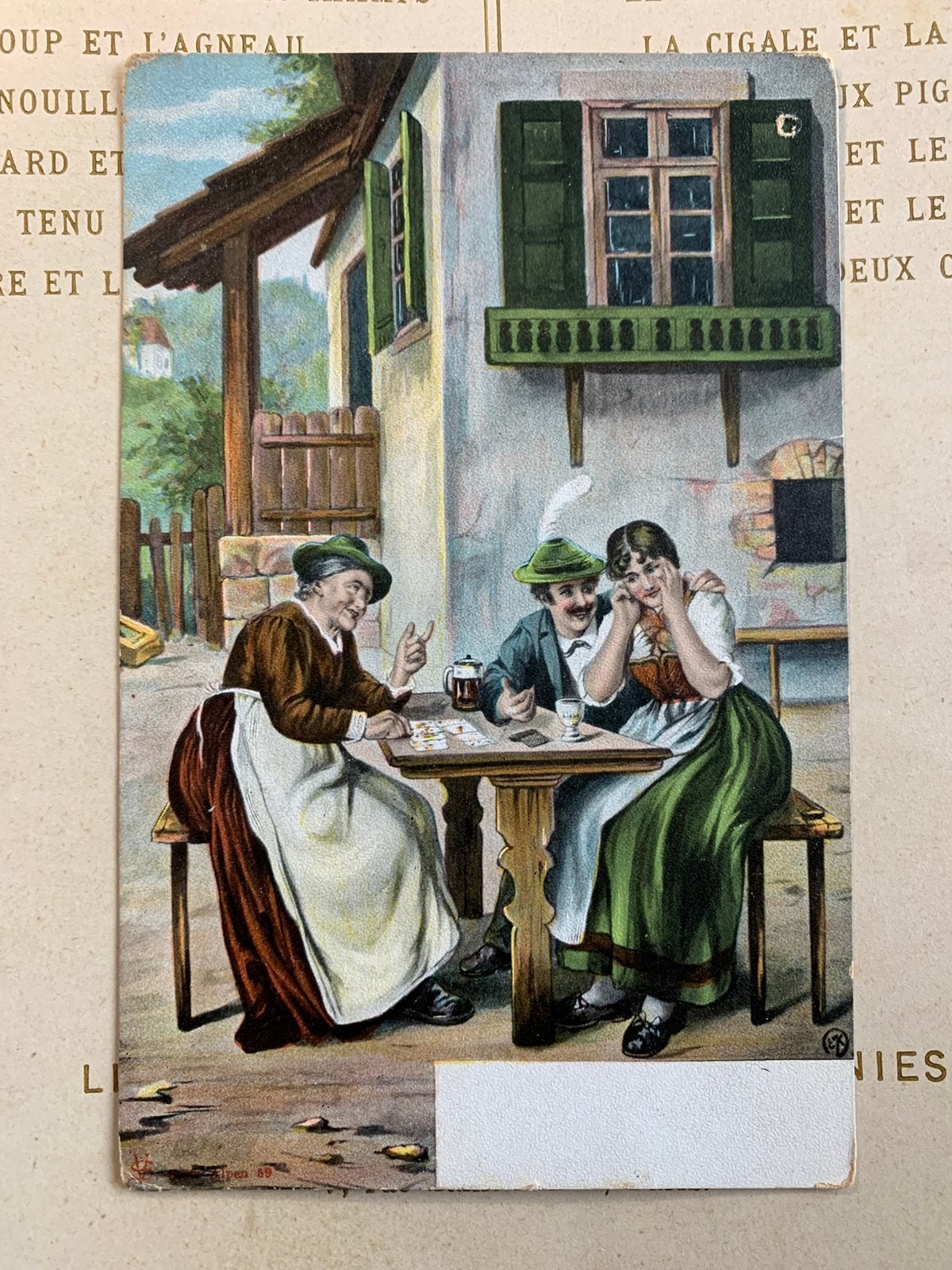 Een spelletje kaart en een potje bier (WK), Ophalen of Verzenden, Voor 1920, Gelopen, Klederdracht
