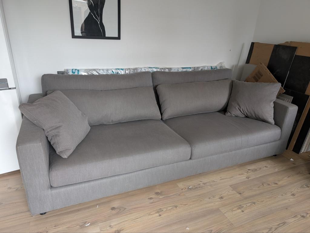 Grote grijze bank diep zitvlak kwaliteit 260x115x90, Ophalen, Vierpersoons of meer