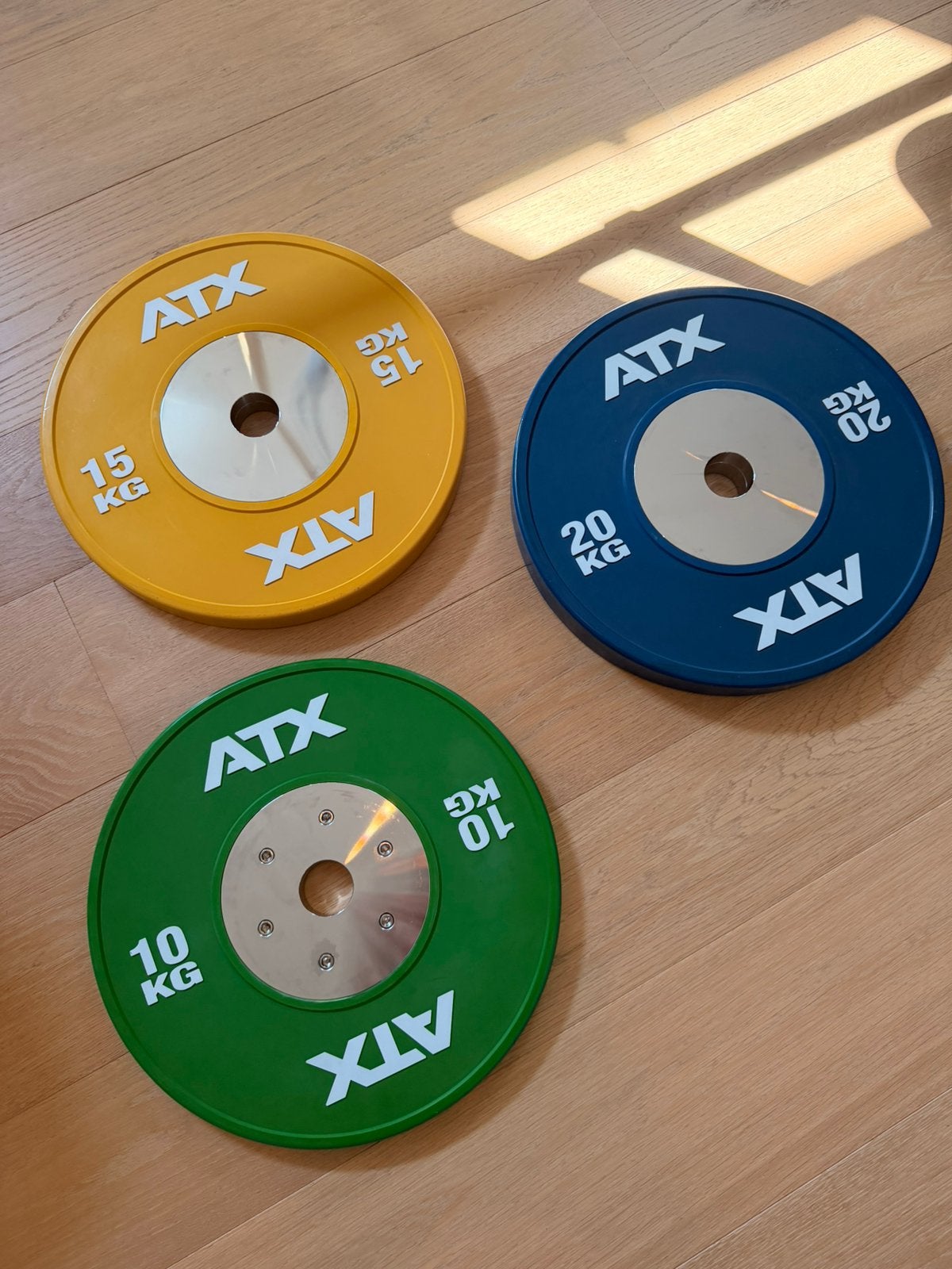 ATX Competition Bumper Plates – 45 kg totaal, Ophalen, Zo goed als nieuw, Krachtstation