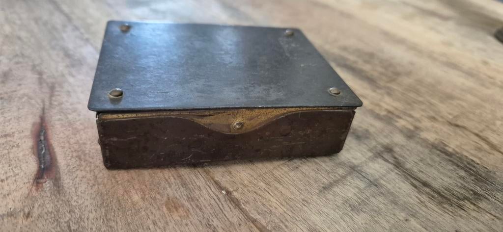 Antiek Duits Messing Postzegeldoosje - Ges. Gesch., Antiek en Kunst, Ophalen of Verzenden