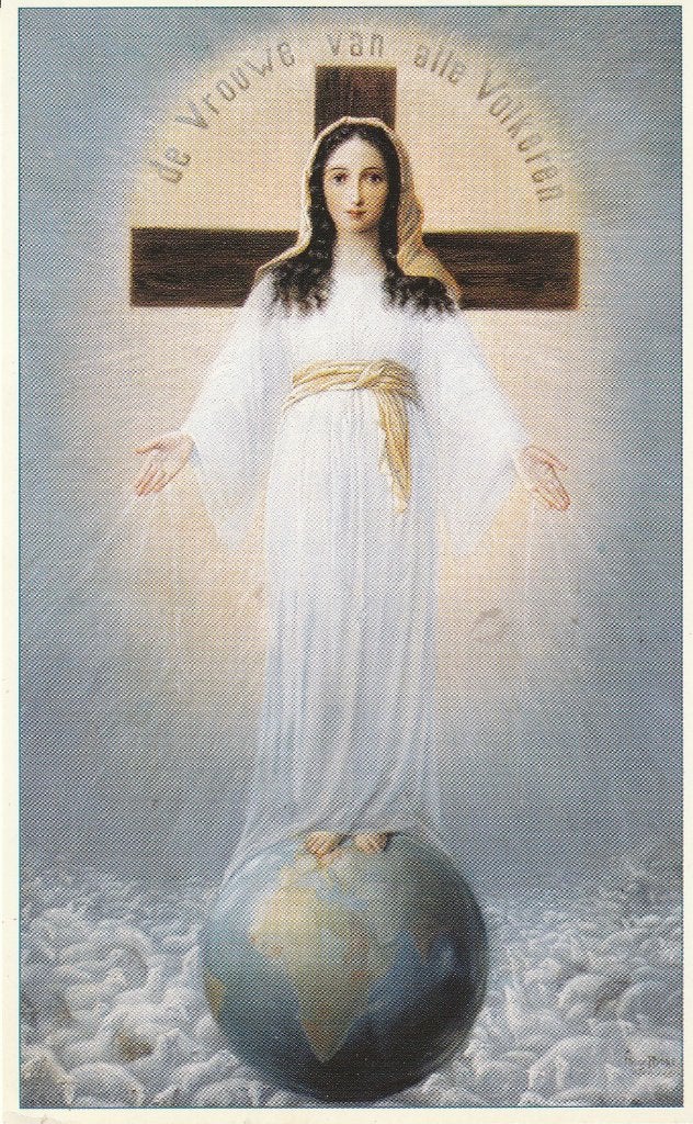 Prentje Vrouwe van alle Volkeren - Maria, Ophalen of Verzenden, Gebruikt, Kaart of Prent, Christendom | Katholiek