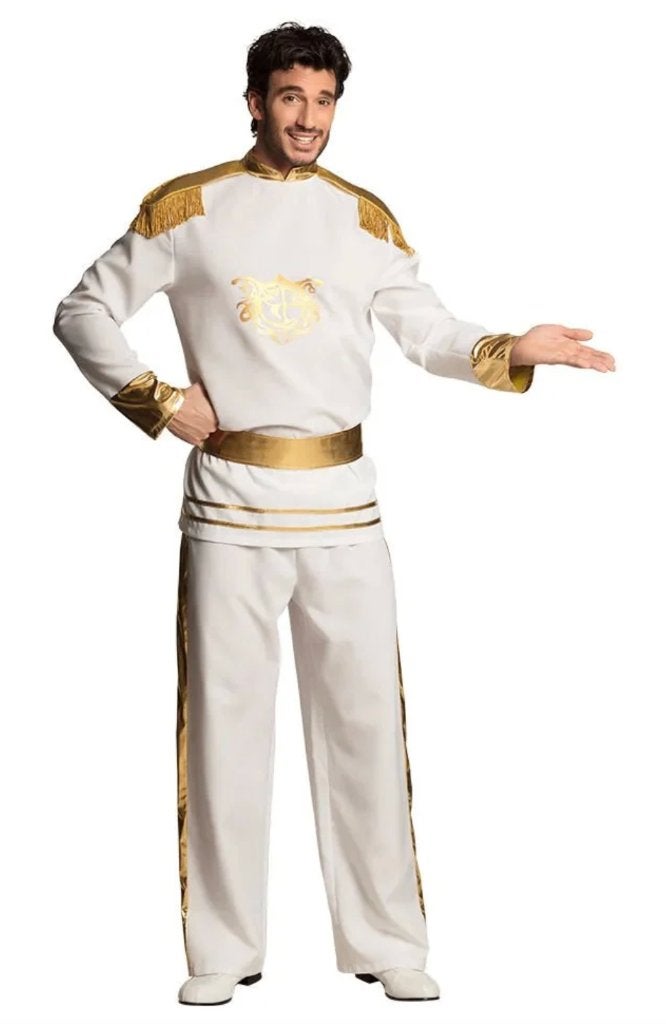 Prince charming kostuum wit met goud, Maat 38/40 (M), Carnaval, Ophalen of Verzenden, Onbekend
