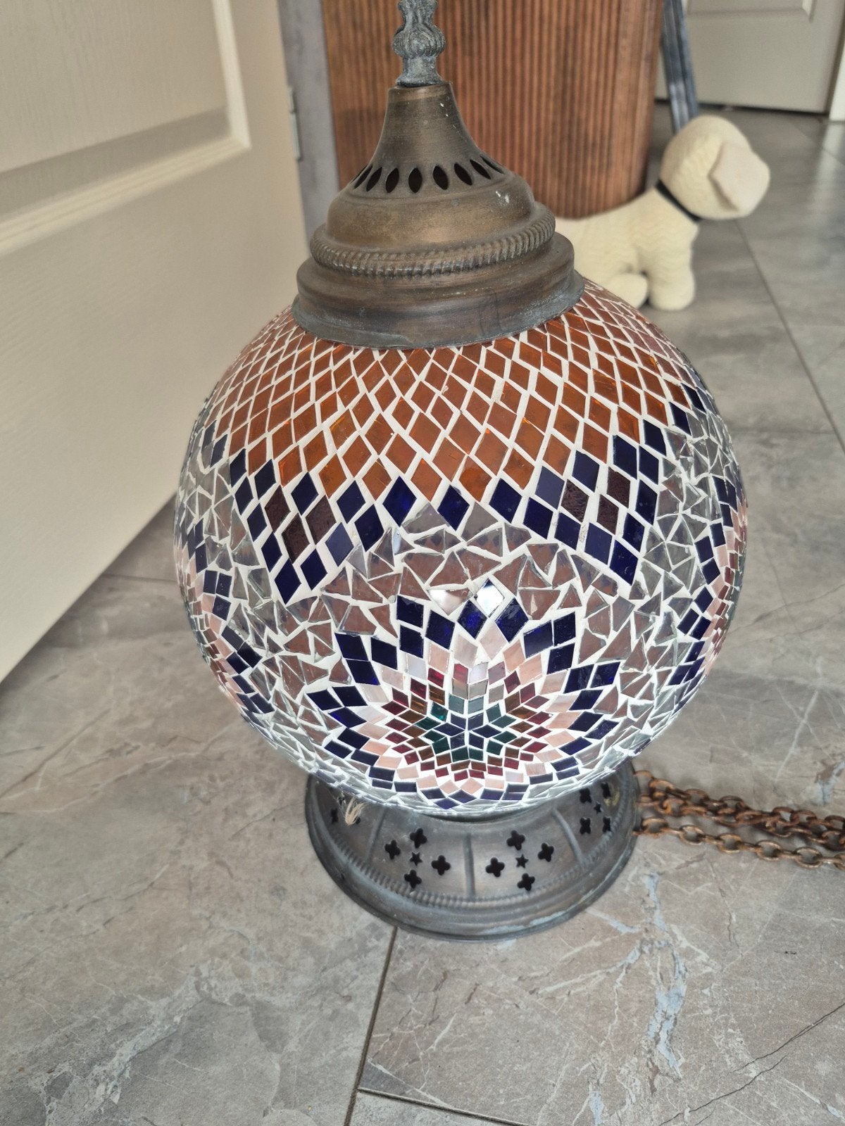 oosterse hanglamp glas mozaïek ingelegd, Ophalen, Glas, Minder dan 100 cm
