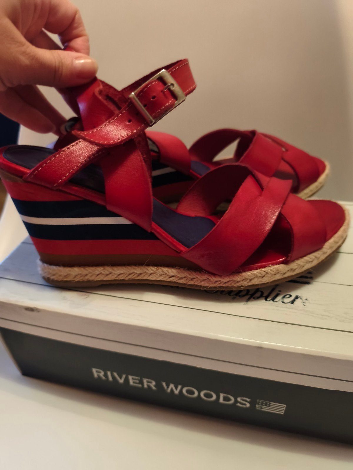 Nieuwe River Woods Dames Sandalen - Leer, Maat 39, River Woods, Nieuw, Rood, Sandalen of Muiltjes