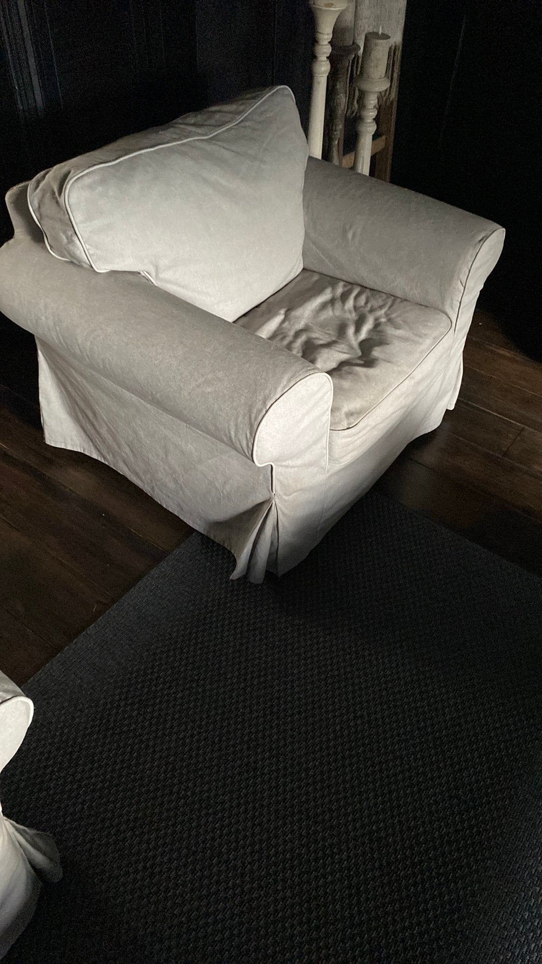 Twee zandkleurige ikea ektorp hoezen voor fauteuil, Ophalen of Verzenden, Gebruikt