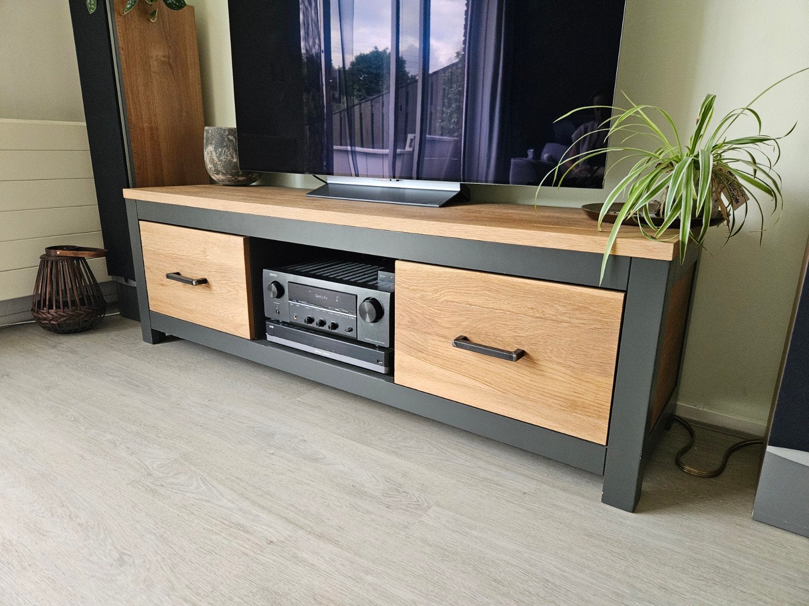 Televisiemeubel met 2 lades, 162cm breed, Ophalen, 25 tot 50 cm, 150 tot 200 cm, Minder dan 100 cm