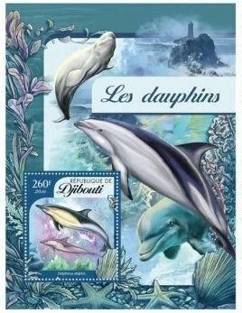 DOLFIJNEN- prachtig bl. v DJIBOUTI-1, Verzenden, Postfris, Dier of Natuur