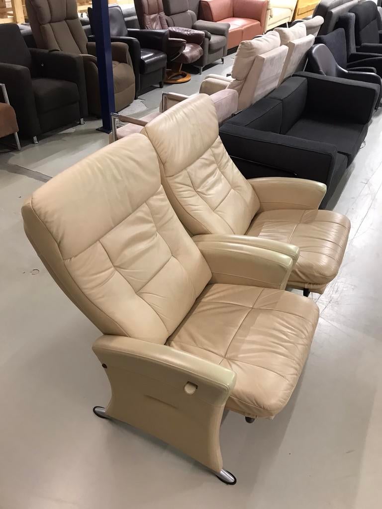 2 witte leren relax fauteuils, Gebruikt, G, Ophalen of Verzenden, H