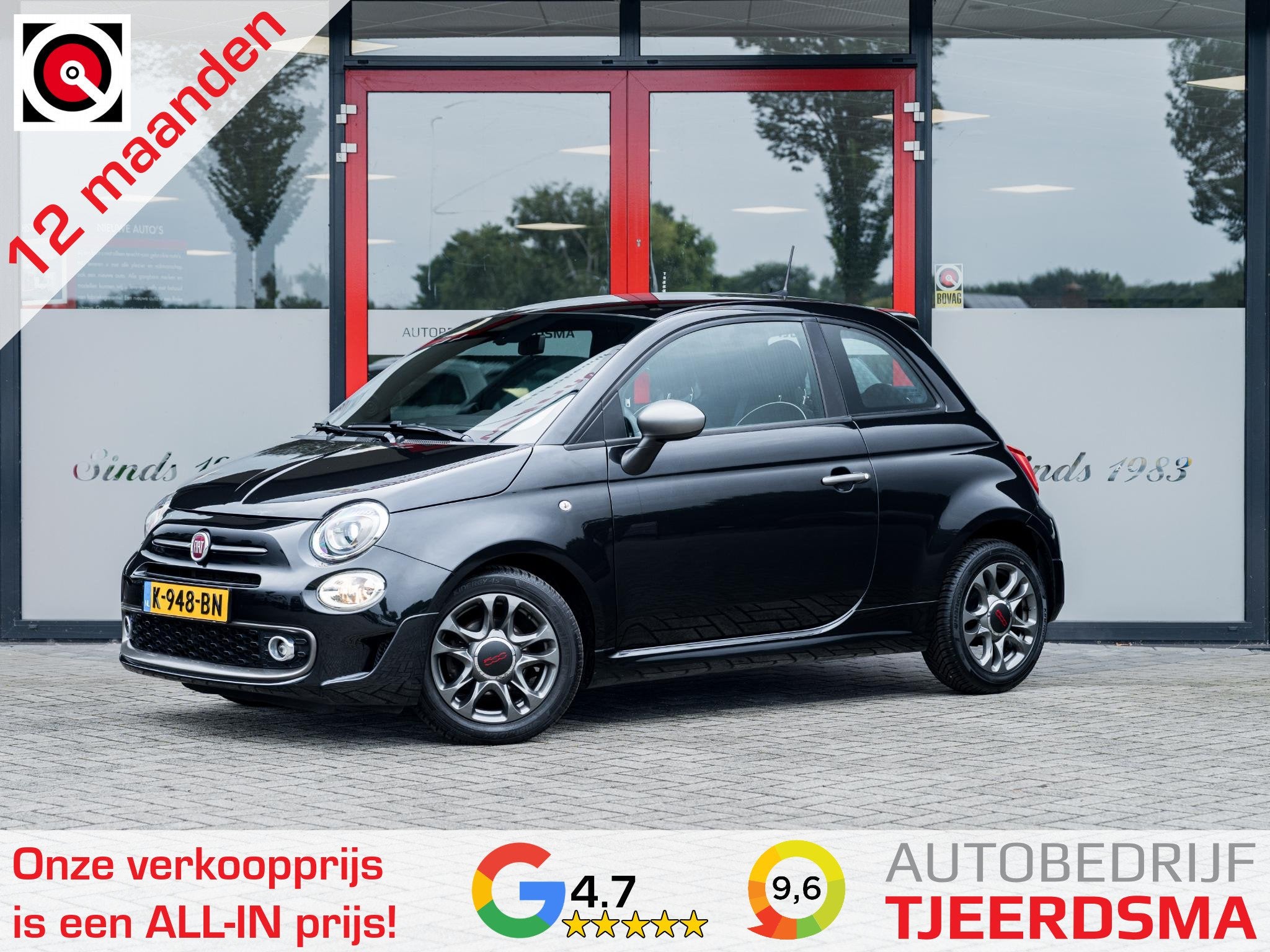 Fiat 500 1.2 Sport | Cruise Control | Flippers | Sportstuur, 12 maanden, Stof, 4 cilinders, 4 stoelen
