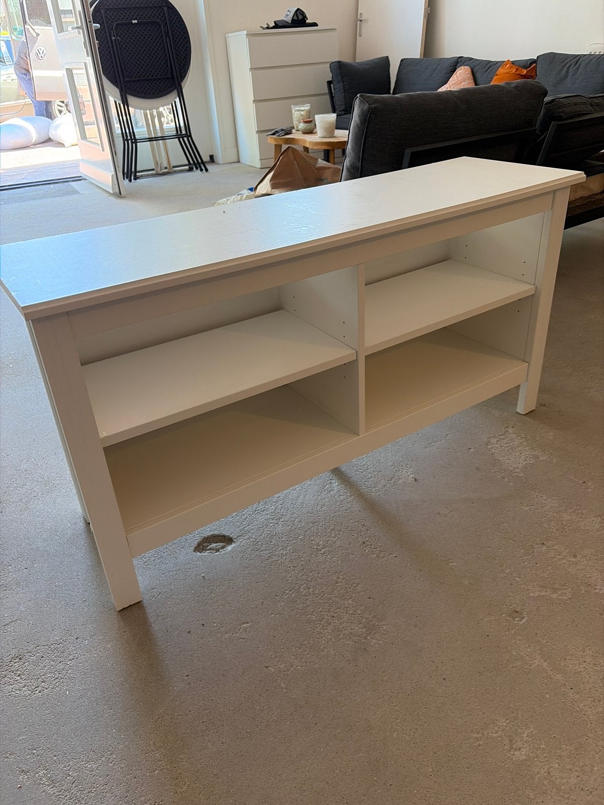 GRATIS AFHALEN voor 10 augustus Witte tv meubel / wandtafel, Huis en Inrichting, Ophalen, Gebruikt, 100 tot 150 cm, Minder dan 100 cm