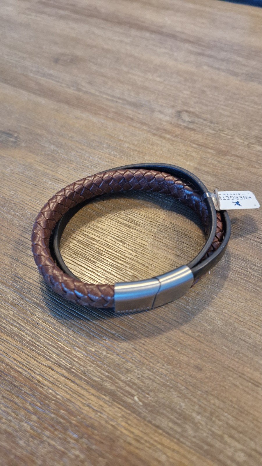 Mooie armband Energetix, Sieraden, Tassen en Uiterlijk, Armbanden, Ophalen of Verzenden, Nieuw, Zwart, Leer