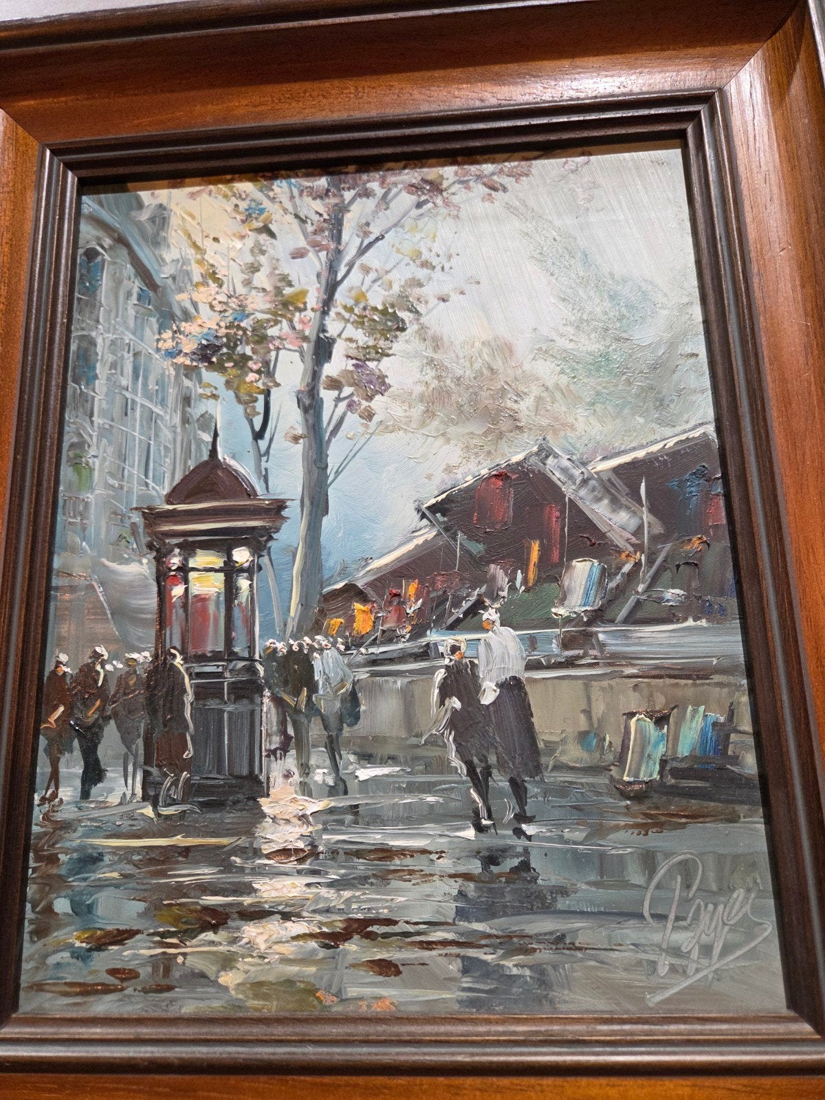 Olieverfschilderij Parijs Stadsgezicht - Gesigneerd Payes, Ophalen of Verzenden