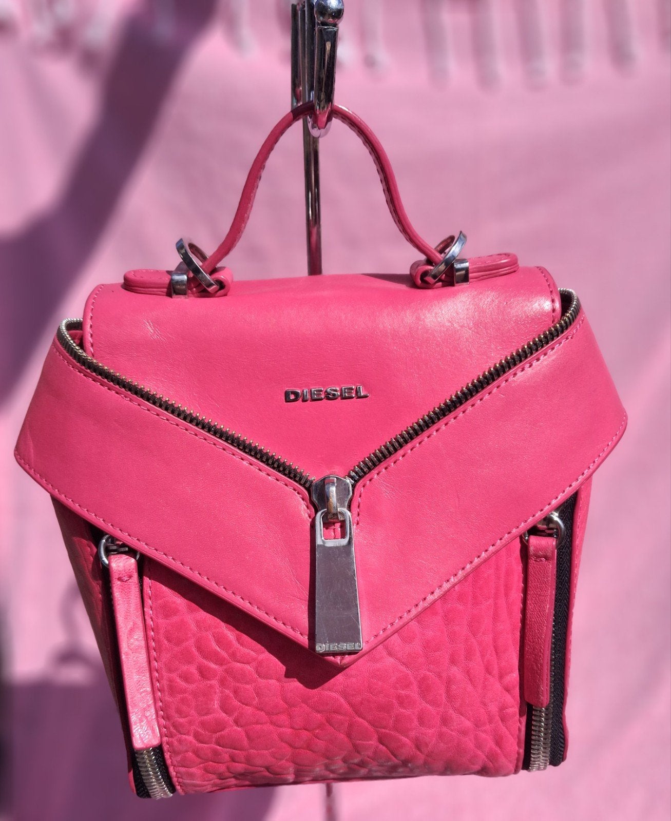 Diesel Roze leren mini rugzak orgineel, Ophalen of Verzenden, Gebruikt, Roze, Overige typen