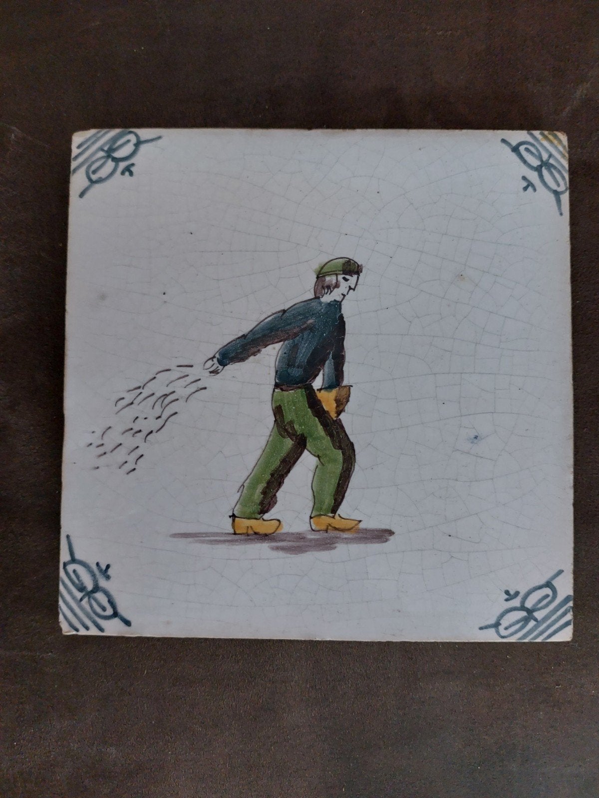 antieke tegel Zaaier, Antiek en Kunst, Ophalen of Verzenden