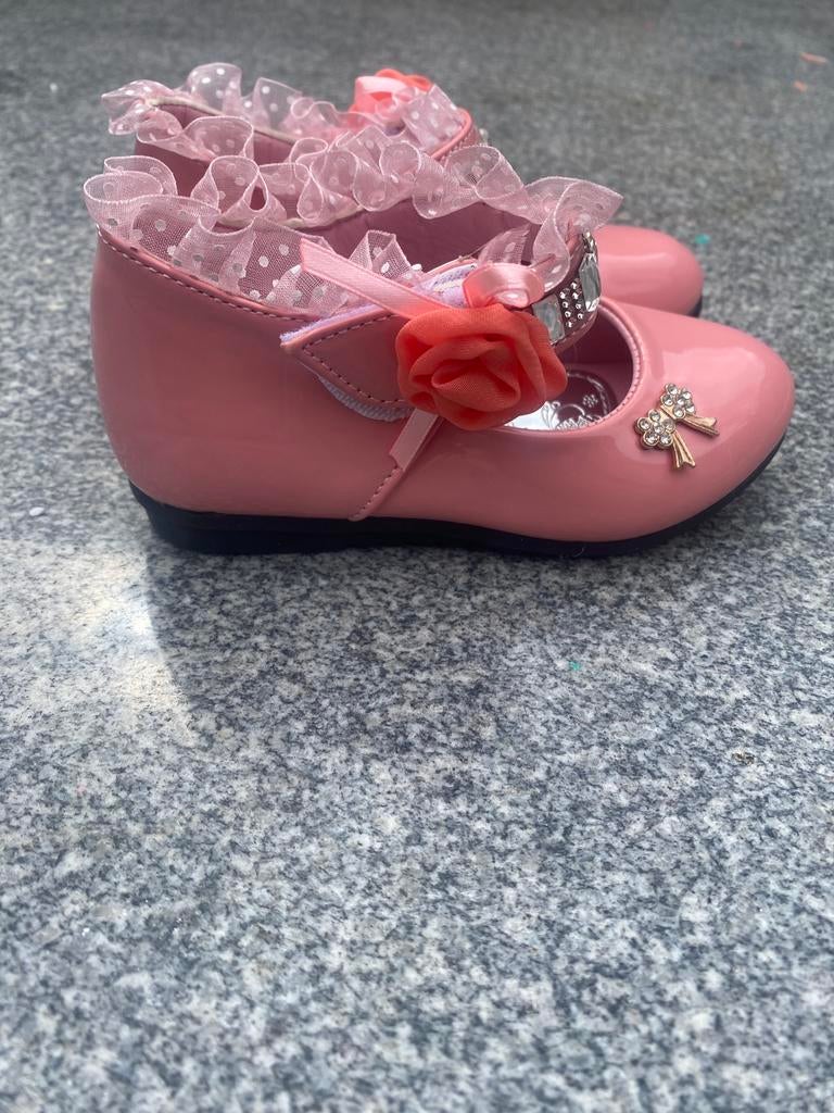 Roze ballerina’s met strik en kant, Meisje, Schoenen, Nieuw, Ophalen of Verzenden