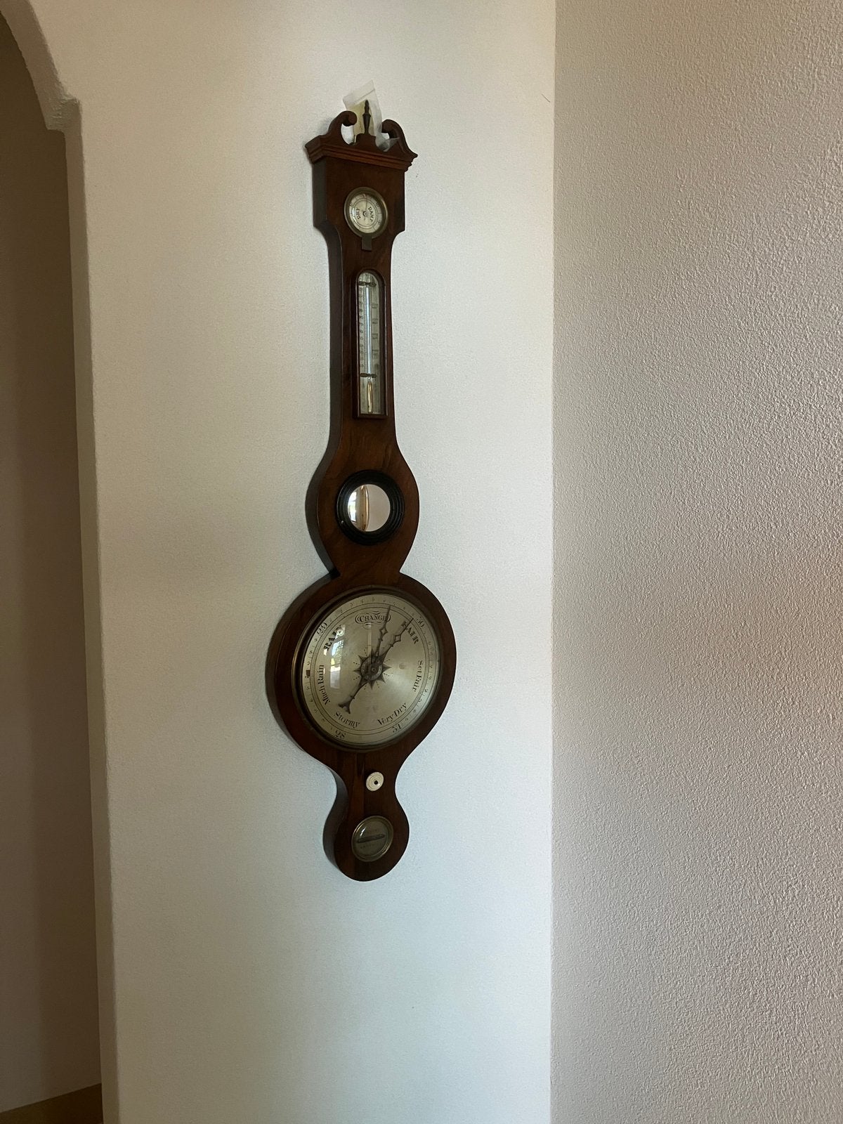 Antieke Banjo Kwikbarometer, Audio, Tv en Foto, Weerstations en Barometers, Ophalen, Gebruikt, Barometer