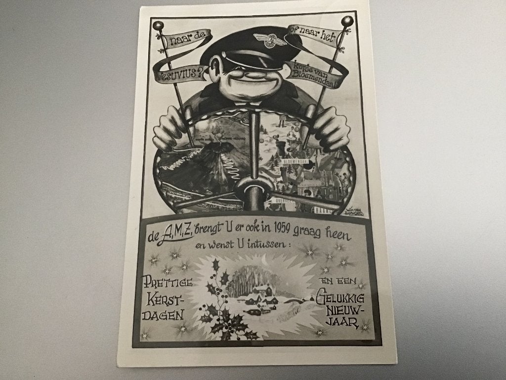 Ansichtkaart AMZ 1958 Kerst en Nieuwjaar, Verzamelen, Ansichtkaarten | Nederland, Ophalen of Verzenden, 1940 tot 1960, Gelopen