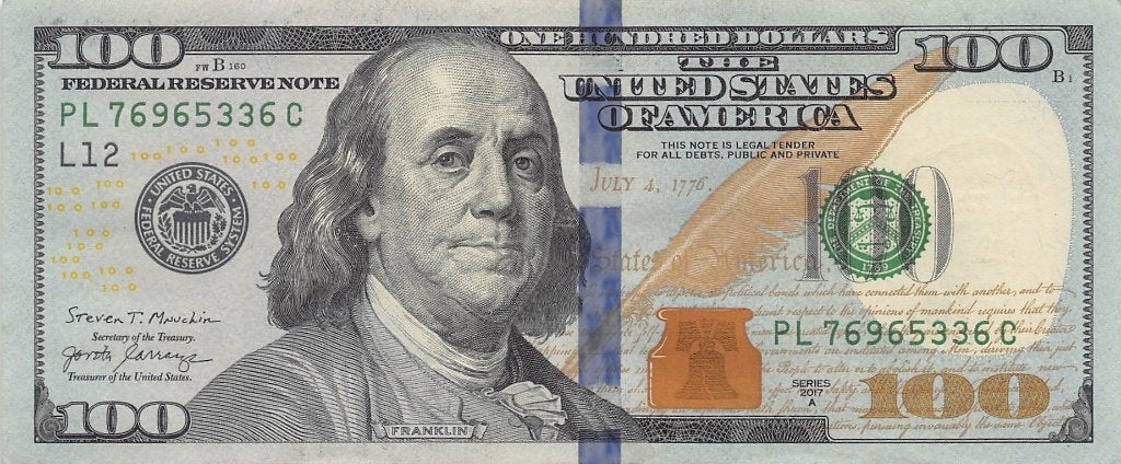 Amerika, 100 Dollar 2017A, Ophalen of Verzenden, Noord-Amerika, Los biljet