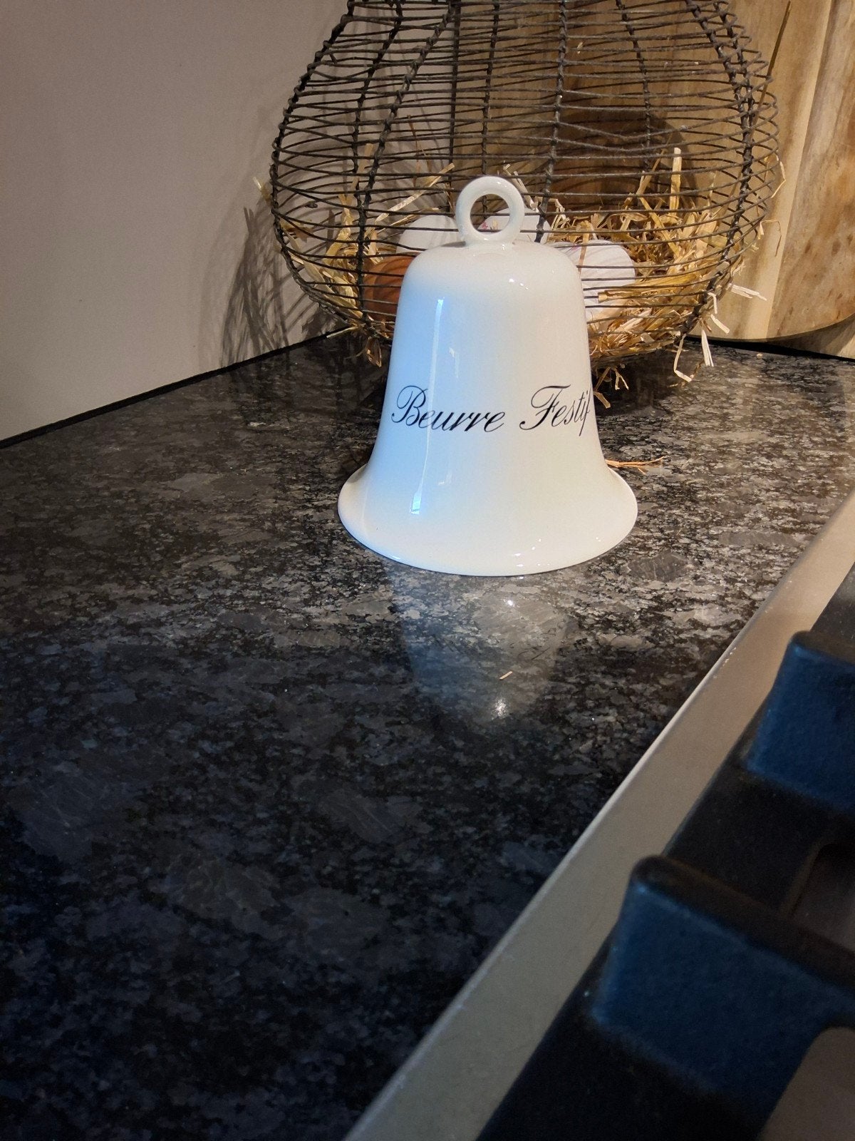 Riviera Maison botervloot 14 cm, Ophalen of Verzenden, Zo goed als nieuw, Steen/keramiek, Wit