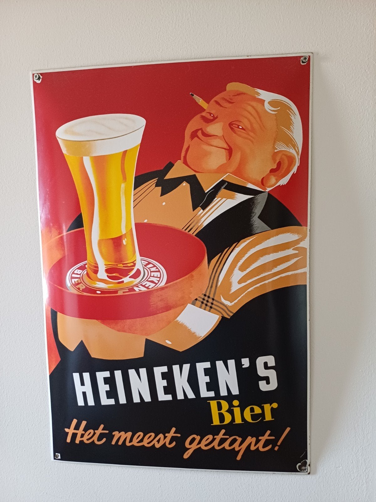 Vintage Heineken's Bier Emaille Reclamebord, Ophalen