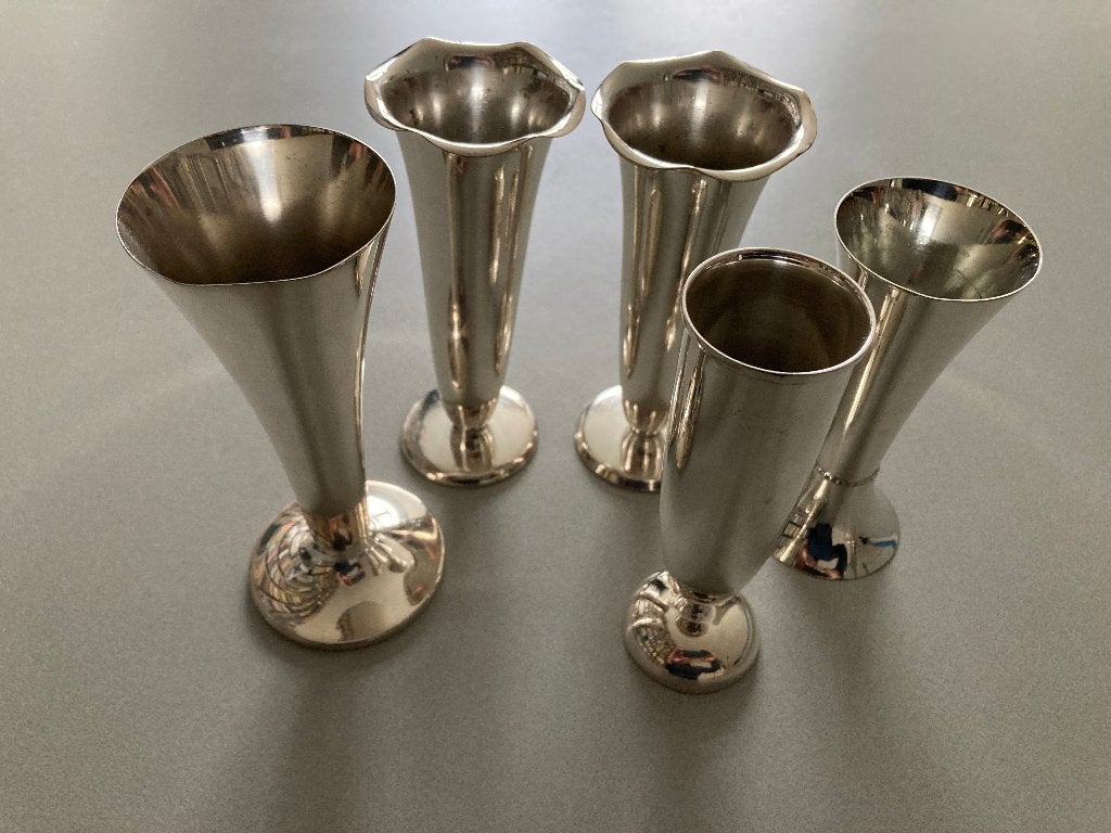 Keltum verzilverde vaasjes, 5 stuks, Ophalen of Verzenden, Zilver