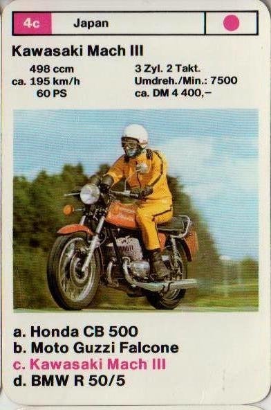 W1125 motorkaartje 4C kawasaki mach lll, Ophalen of Verzenden, Zo goed als nieuw, Auto's