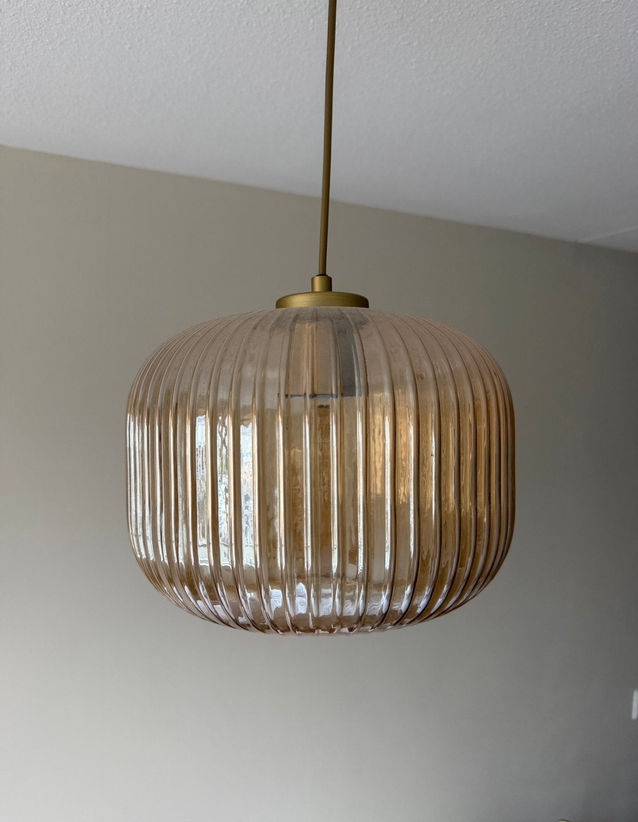 Karwei hanglamp Flynn XL bruin Ø35cm, Huis en Inrichting, Ophalen of Verzenden, Zo goed als nieuw