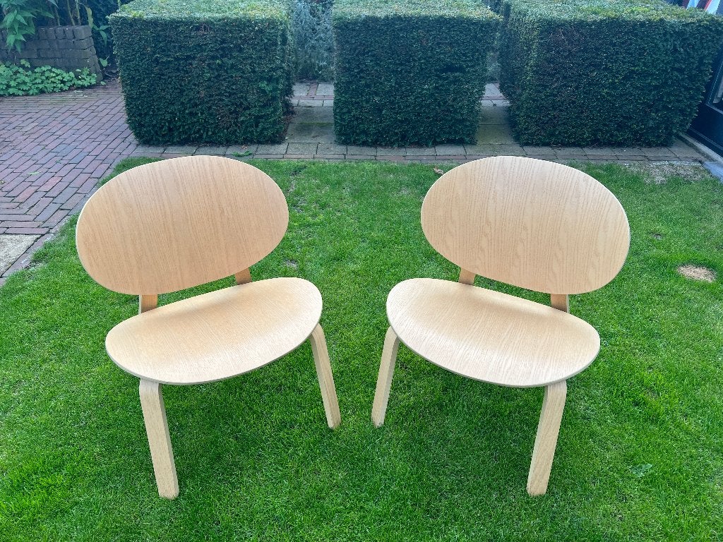 2 IKEA Fröset stoelen (fauteuil), wit geglazuurd eikenfineer, Ophalen, Kunststof, Twee, Overige kleuren
