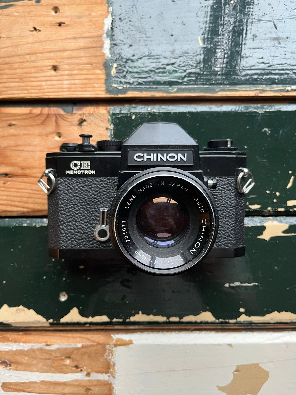 Chinon CE Memotron Spiegelreflexcamera met 55mm lens, Ophalen of Verzenden, Gebruikt, Spiegelreflex, Overige Merken