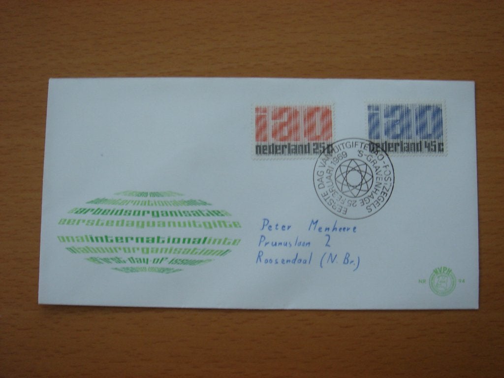 NVPH E94 1e Dag-enveloppe 1968 - I.A.O. 1919 - 1968 , Ophalen of Verzenden, Beschreven, Nederland