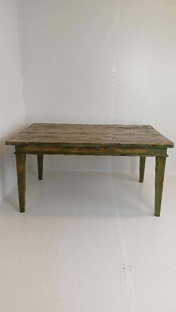 Antieke Zweedse beschilderde eettafel, Ophalen of Verzenden