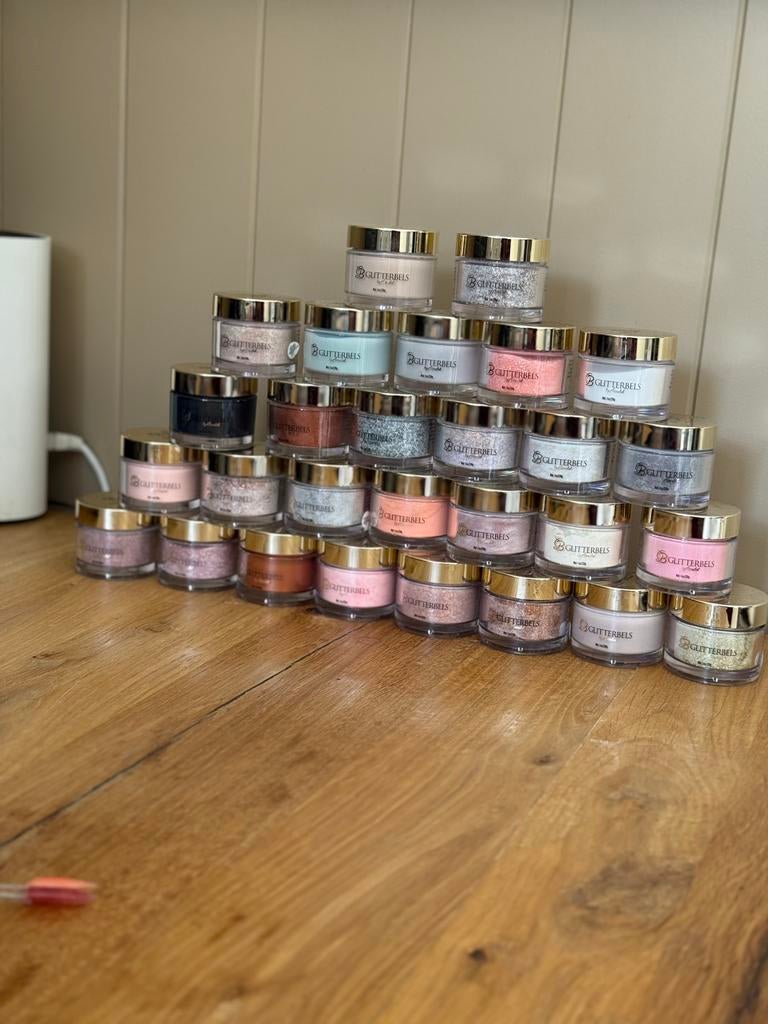 Acryl kleuren Glitterbels 28gr, Sieraden, Tassen en Uiterlijk, Uiterlijk | Cosmetica en Make-up, Ophalen of Verzenden, Zo goed als nieuw