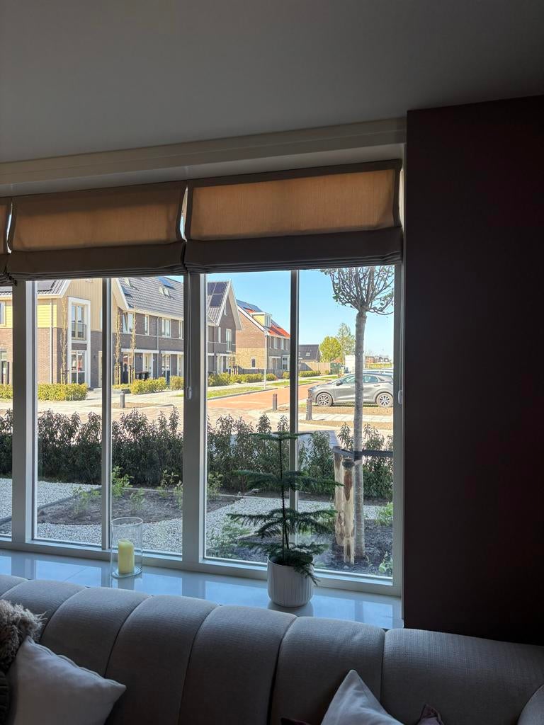 3x Karwei maatwerk beige vouwgordijnen - z.g.a.n., Beige, Zo goed als nieuw, 150 tot 200 cm, 50 tot 100 cm