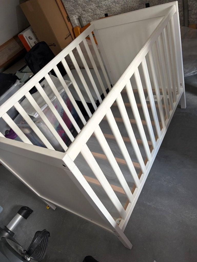 Ledikant wit, Ophalen, Gebruikt, Minder dan 140 cm, Matras