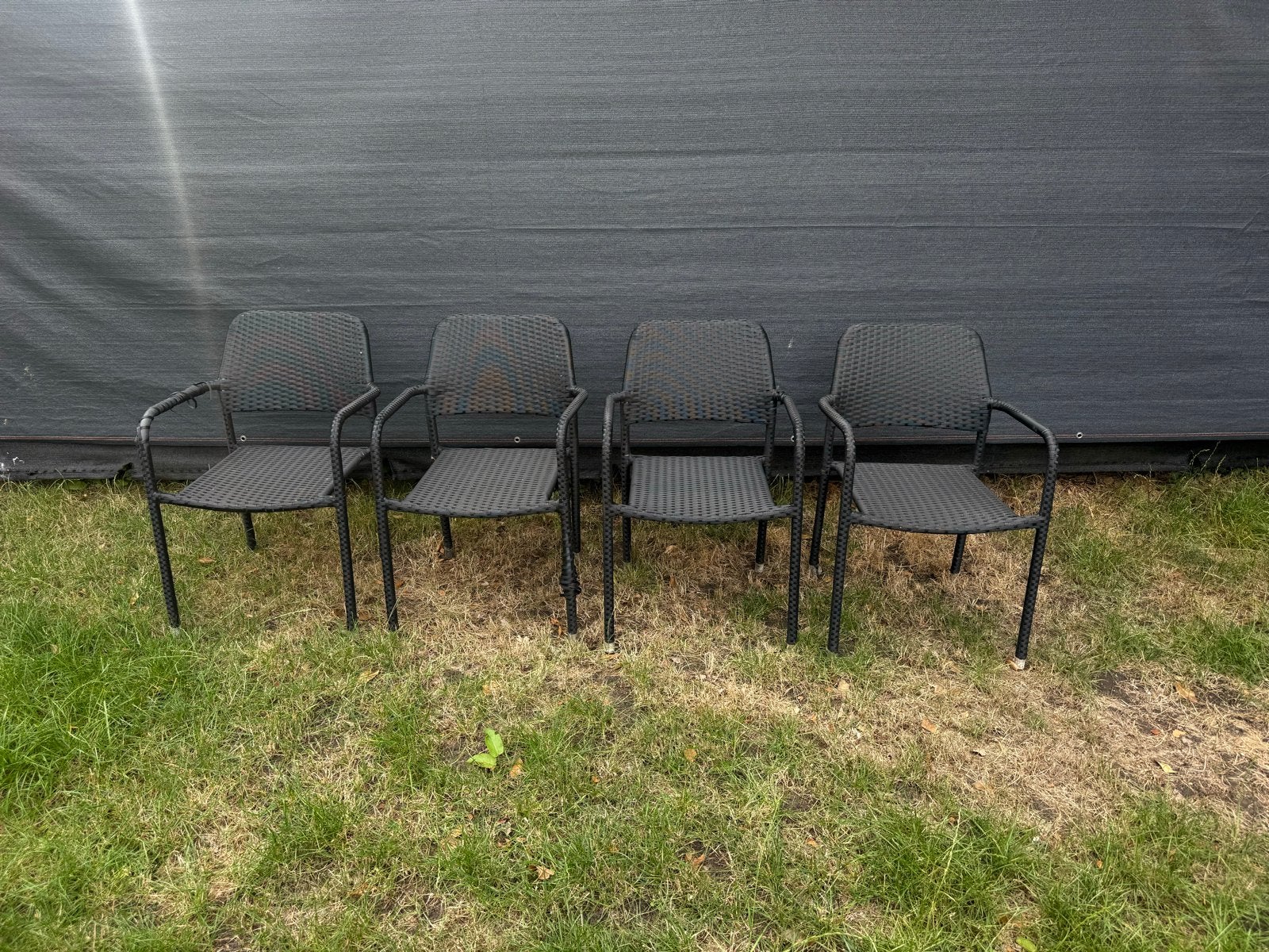 Gratis! 4 rotan buitenstoelen, Tuin en Terras, Ophalen, Gebruikt, Rotan