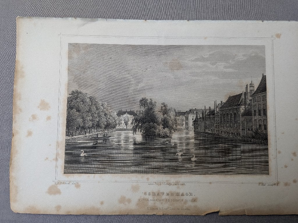 51 A Den Haag s,Gravenhage De Vijverberg Staalgravure, Antiek en Kunst, Ophalen of Verzenden, Gravure, 1800 - 1899