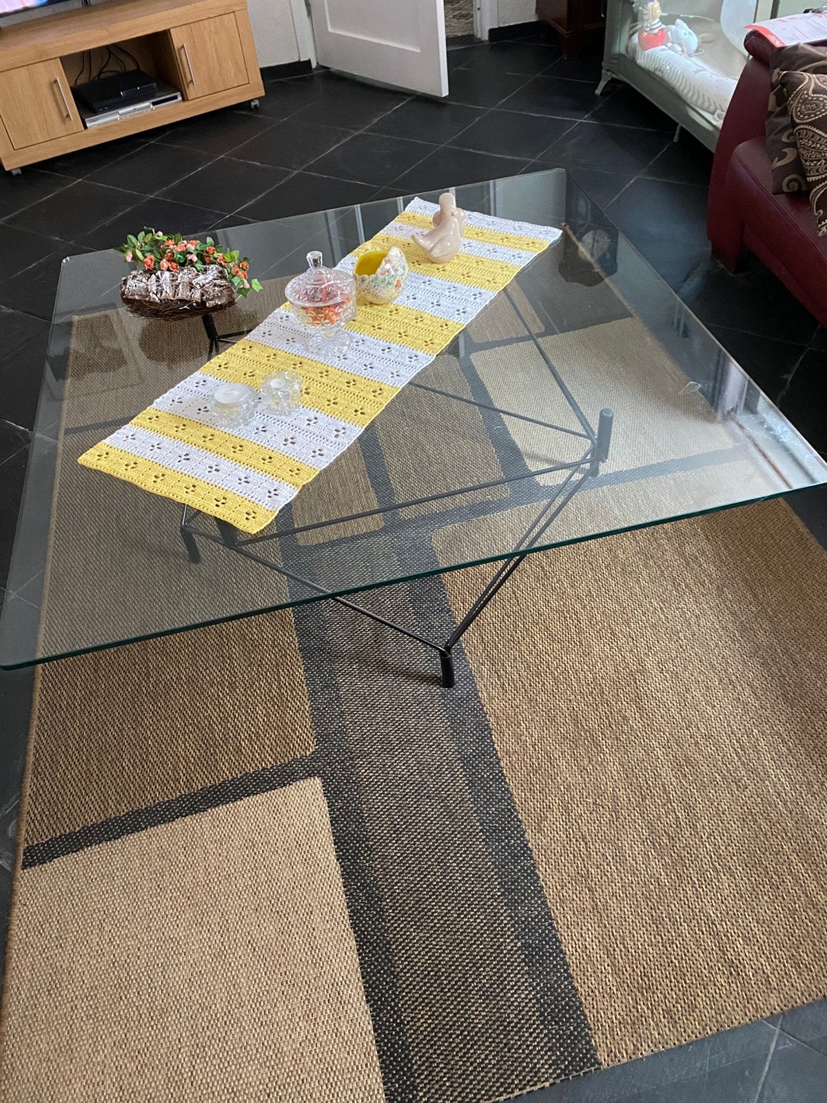 Glazen salontafel, Huis en Inrichting, Tafels | Salontafels, Ophalen, Gebruikt, Vierkant, Modern