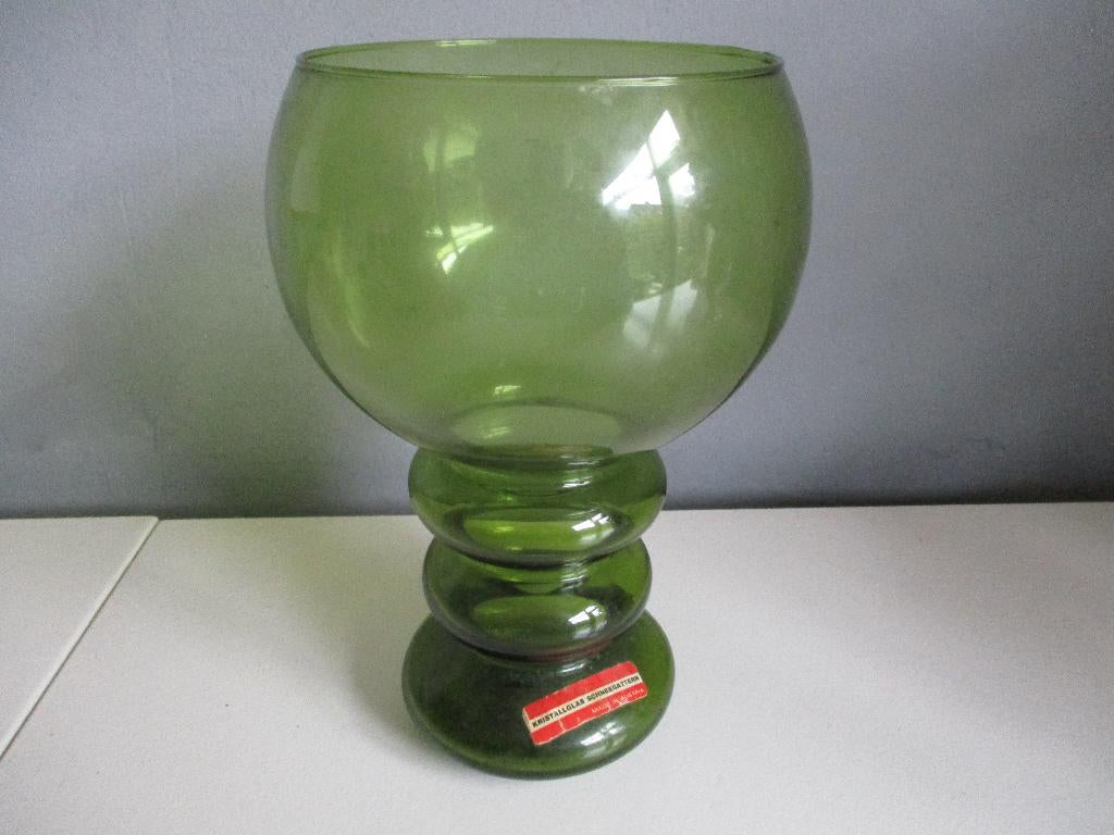 Bos groen kristal glas groene vintage vase seventies, Antiek en Kunst, Antiek | Glas en Kristal, Ophalen of Verzenden