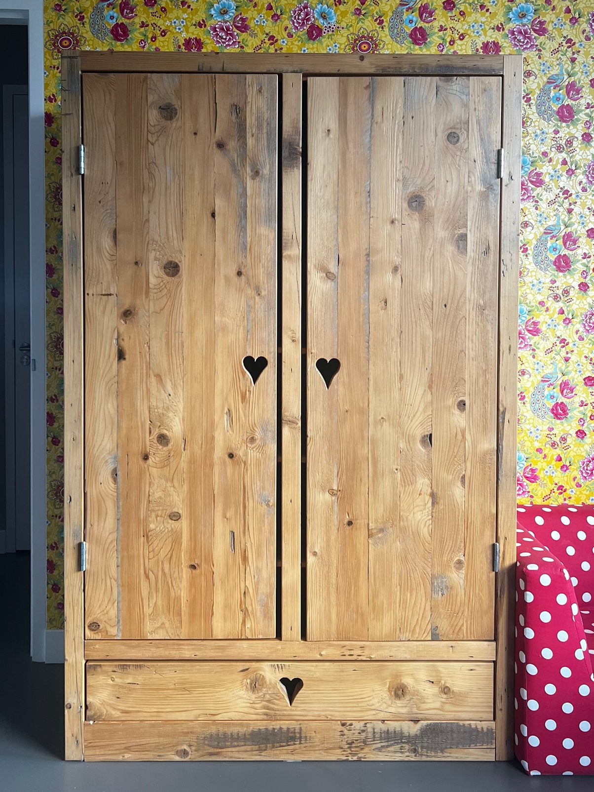 Kinder kledingkast steigerhout, Ophalen, 100 tot 150 cm, Overige houtsoorten, 50 tot 75 cm